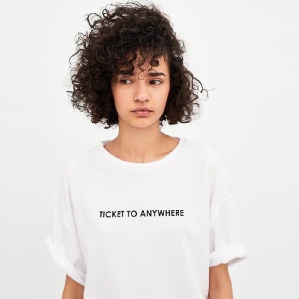 Zara Trafaluc Ticket to Anywhere Shirt